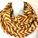 Camel Tan, Chevron stripes, Infinity Scarf - Hand block printed, Natural Vegetable Dyes, Cotton Loop Scarf, Infinity Cowl, Tube Scarf