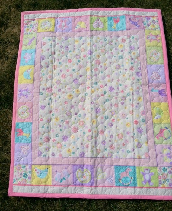 Items similar to Baby Quilt Panel, Baby Wall Hanging, Nursery Bedding