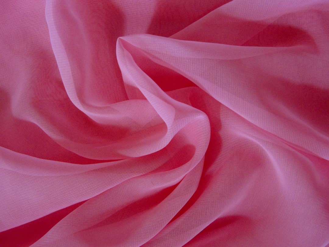 Designer pink sheer chiffon fabric from Europe by