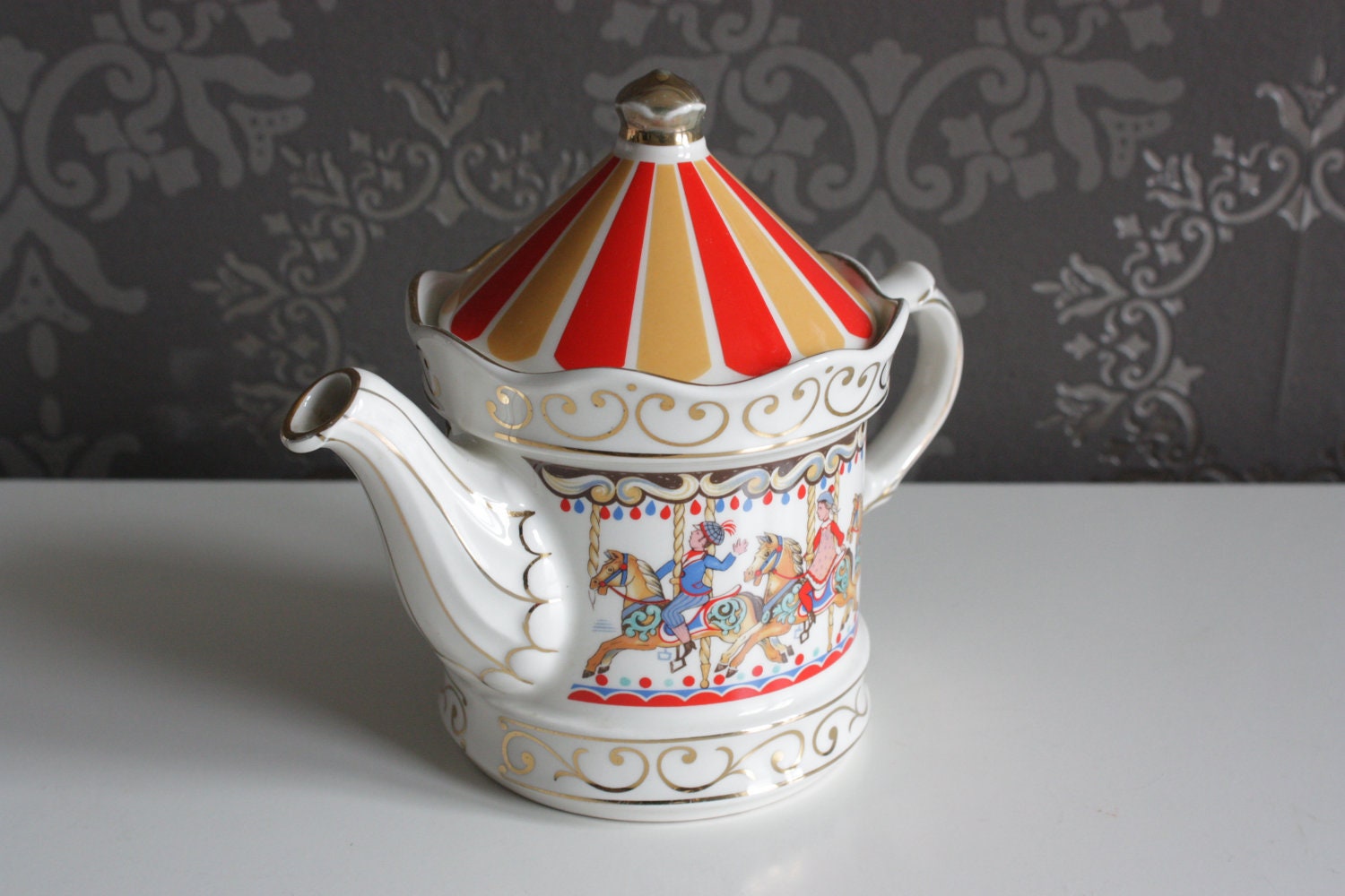 Spring SALE Vintage Teapot British Sadler Carousel