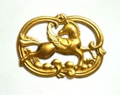 1 Raw Brass Art Nouveau Pegasus Stamping