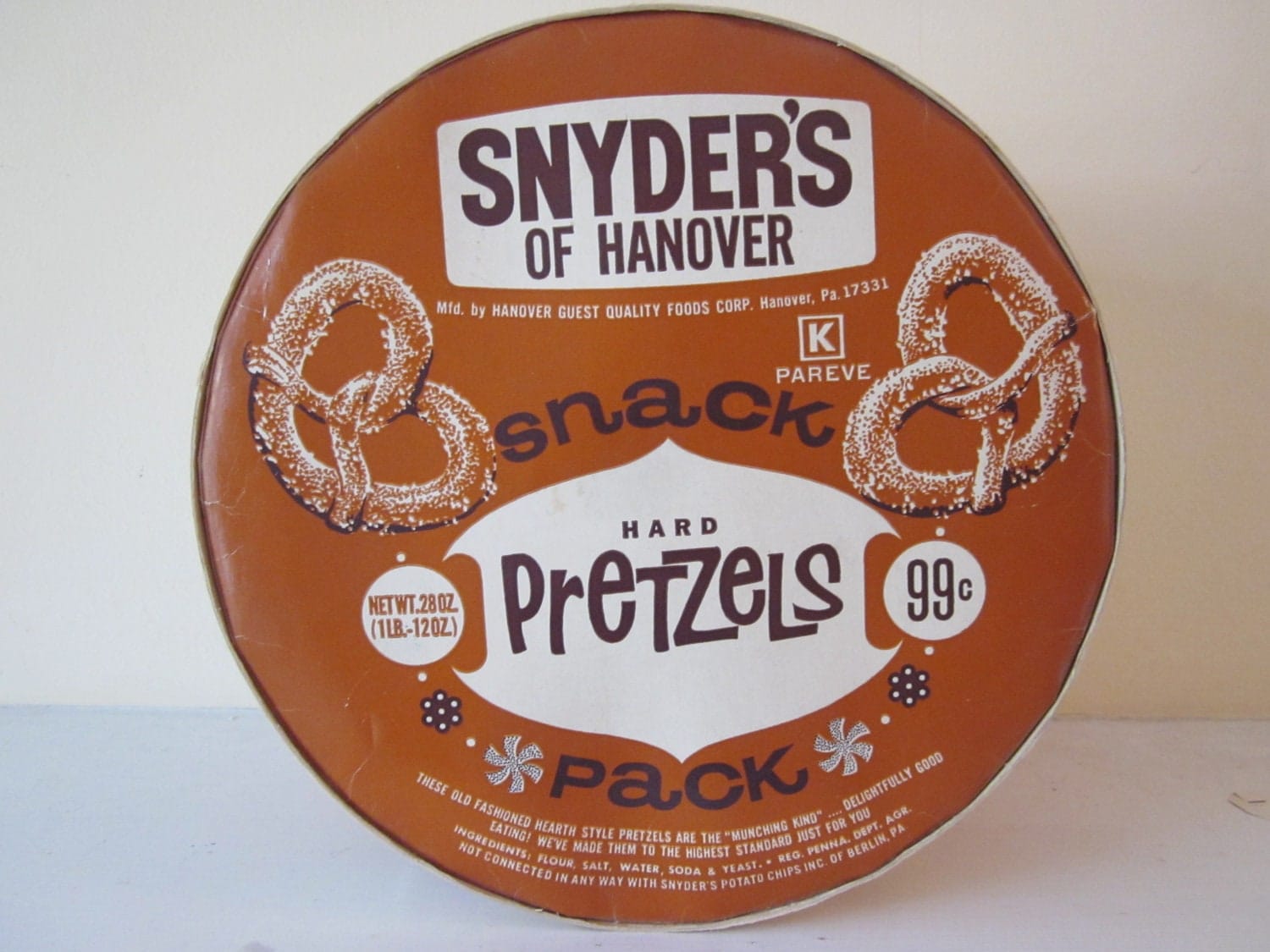Vintage Box of Snyder’s of Hanover Hard Pretzels Storage Container for