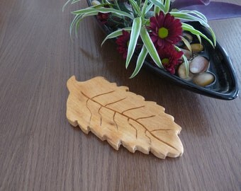 Handcarved Wooden serving leaf