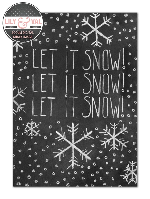 Items similar to Chalkboard Christmas Card - Let It Snow - Chalk Art
