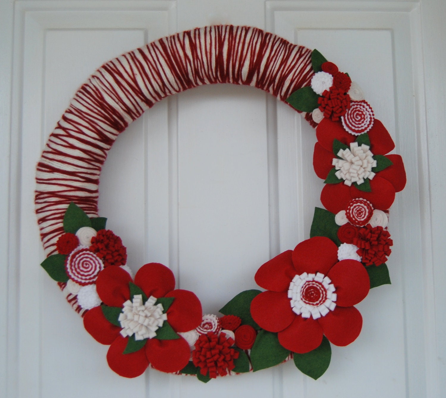 18 inch christmas wreath felt flower wreath red white 18 inch christmas wreath felt flower wreath red white