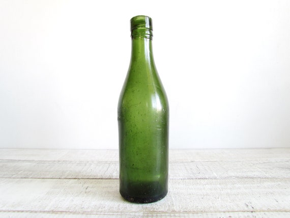 Antique 1800's Green Handmade / Hand Blown Bottle