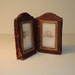 Reserved 1920s rough brick red leather traveling frame with two pictures of a young girl MADE IN ENGLAND this is such a sweet piece