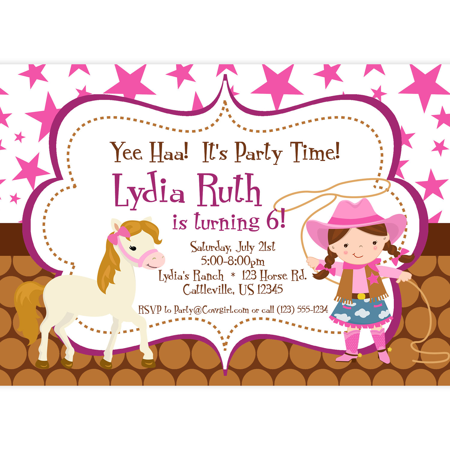 Personalized Cowgirl Birthday Invitations 7