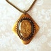 Vintage Intaglio Folk DancersNecklace Black and Gold, Glass Brass, rustic, Boho, Antique Brass Snake Chain