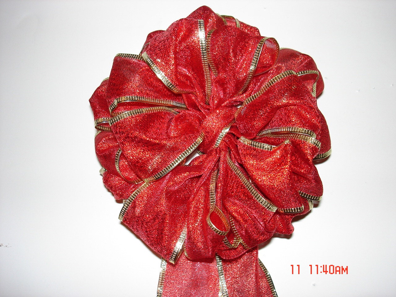 Red & Gold Shimmery Christmas Wreath /Gift Bow Decoration,wedding ruby red bow