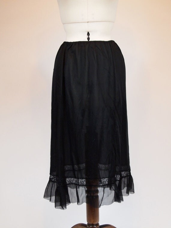 Items similar to Vintage 50s black nylon half slip with lace and sheer ...