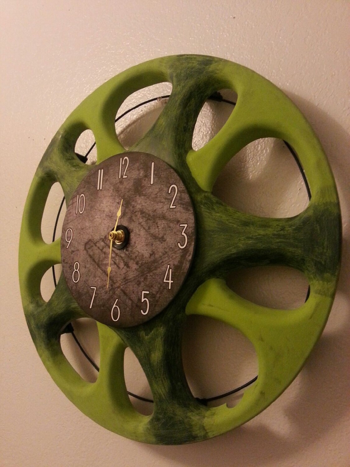 UpCycled Hubcap Clock 15.5 Diameter Finished With