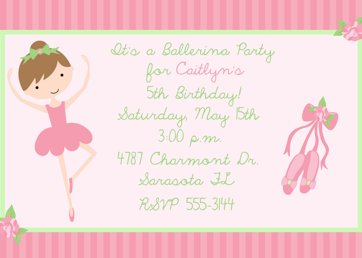 Ballerina Birthday Invitations 5