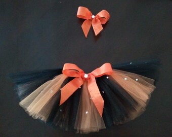 Baby Girl/ Infant Halloween Costume Tutu with Matching Hair Bow Clip