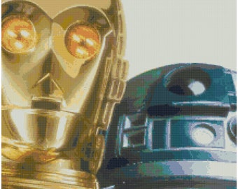 R2D2 and C3PO Star Wars Cross Stitch Pattern