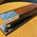 Mid century vintage ACCO heavy duty chrome and wood laminate stapler. back to school desk accessories