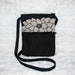 Denim Small Purse White & Black Home Decor Fabric, Beading and Long Strap - Womens Shoulder Bag