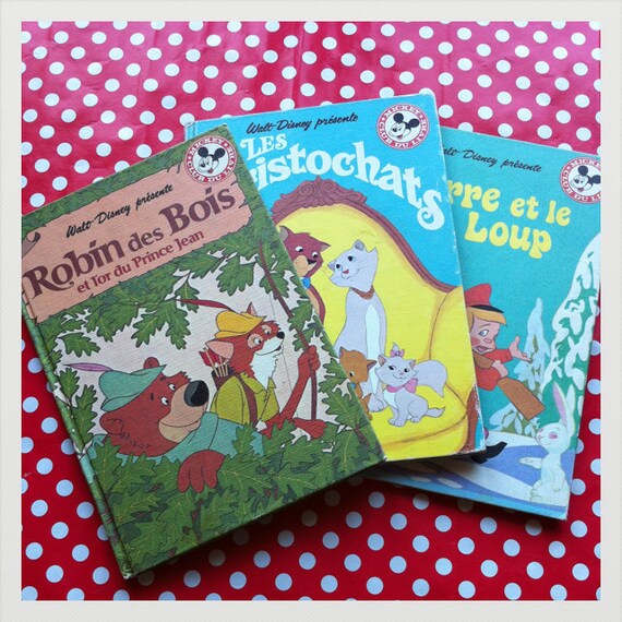 Vintage 1970's Disney Children's Books in french Set