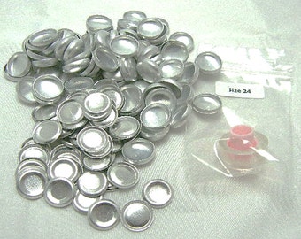 50 Aluminum Flat Back Self Cover Buttons Size 24 (5/8")