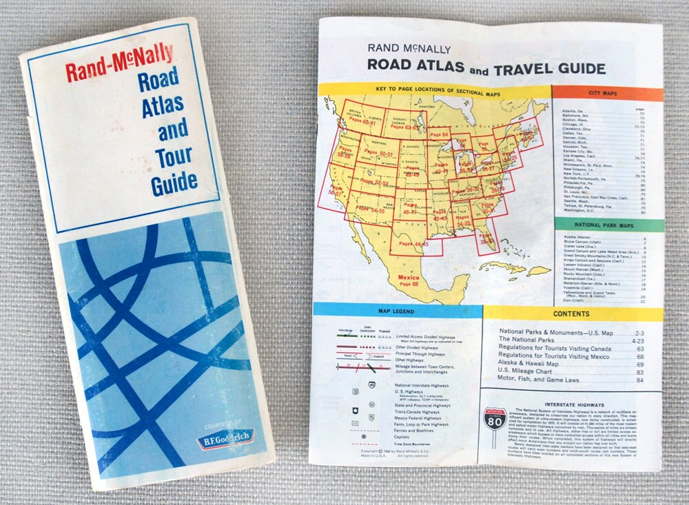 Vintage 1966 Rand McNally Road Atlas and Tour Guide B.F.