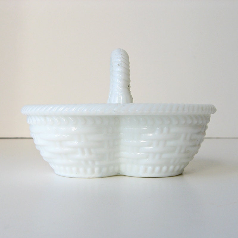 Milk glass basket small glass basket Vintage by ruralrootsvintage