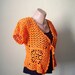 Womens vest - Crochet orange vest - Short sleeve cardigan - Chunky vest - Summer jacket - Cropped jacket - Lace shrug - Evening bolero