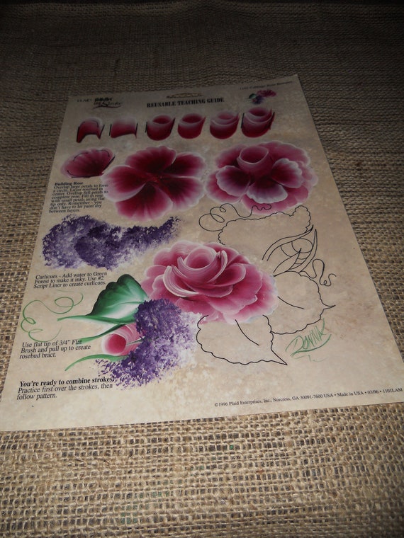 Reusable Teaching Guide for Painting Cabbage Rose Bouquet