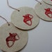 Autumn Fall Red Maroon Acorn Gift Tags, Hand Stamped Round Paper Cut Outs, Fall Birthday Shower Wedding Gift Tags, Set of 12