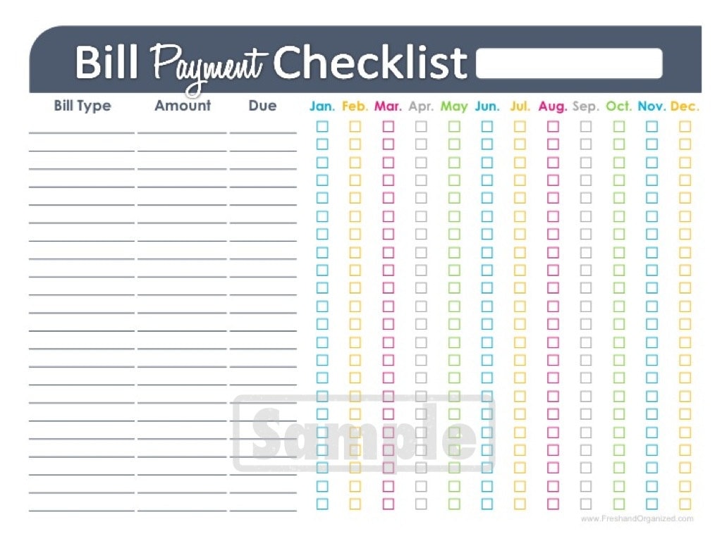 printable bill pay checklist template