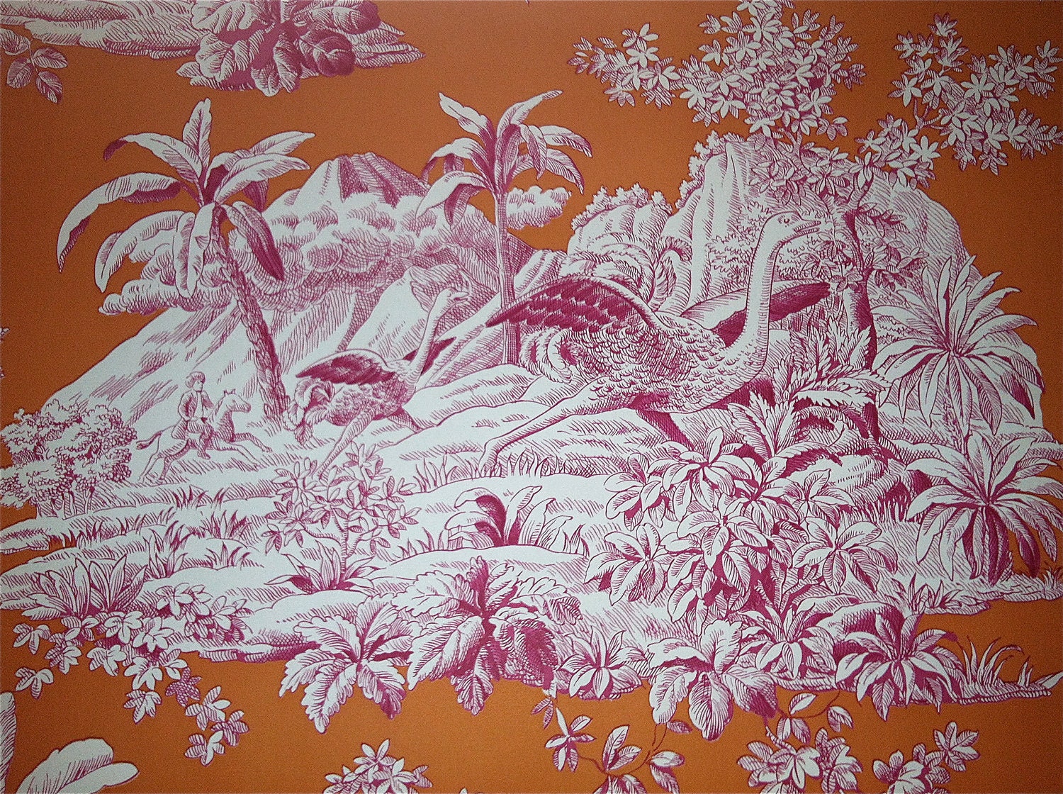 Manuel Canovas 'Bengale' pink and orange toile