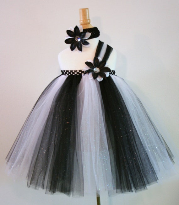 Baby girls Black and White Tutu Dress Infant by AydaAndEmilys