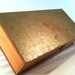 Vintage dovetailed, wood artist box / muted gold, red smudge top / art box / pencil box / useful things box