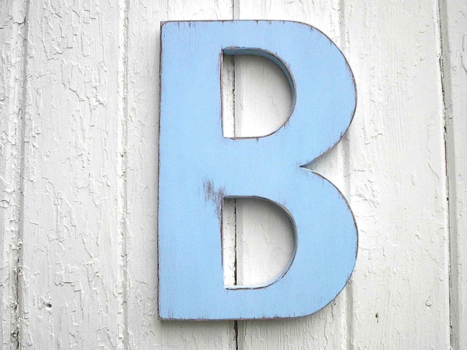 Wooden Letters B 12'' Distressed Big Blue Cut Out