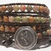 Leather Wrap Bracelet, Beaded Wrap Around Bracelet, Brown Leather Jewelry