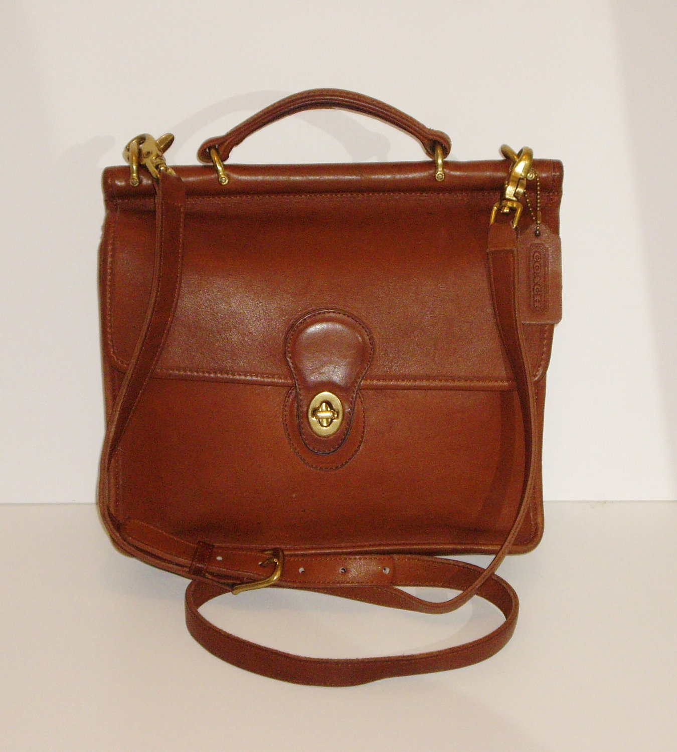COACH Willis Bag Vintage British Tan Leather Shoulder Purse