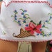 Vintage Apron with Pockets and Red Check Trim, Embroidered Apron, Vintage Half Apron, White Apron with Cross Stitch