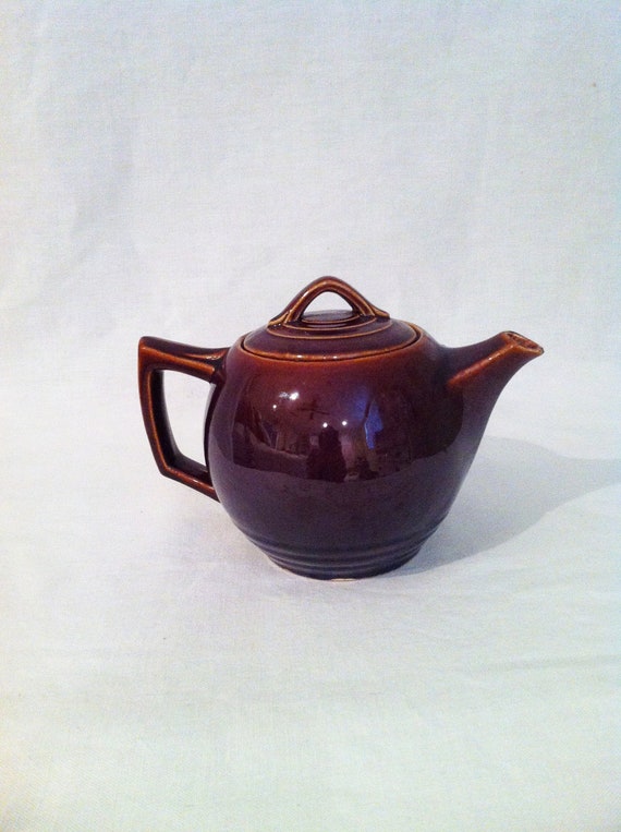 Vintage 1960s McCoy teapot brown glaze amberware