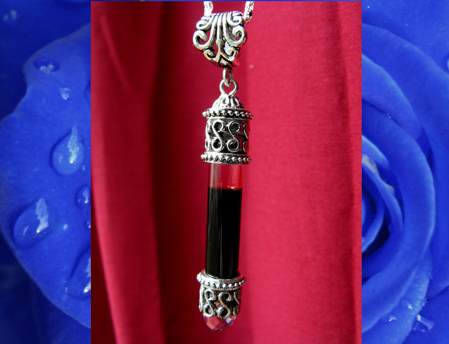 Vial of Blood Pendant Medieval Silver by TheDanceMacabreArt