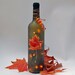 wine bottle lamp, orange leaf, Thanksgiving, orange, green