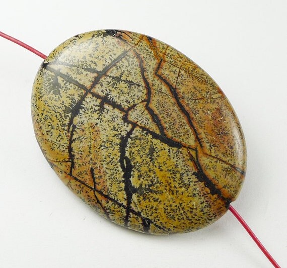 Chinese Artistic Jasper Pendant Bead 40x30x7mm