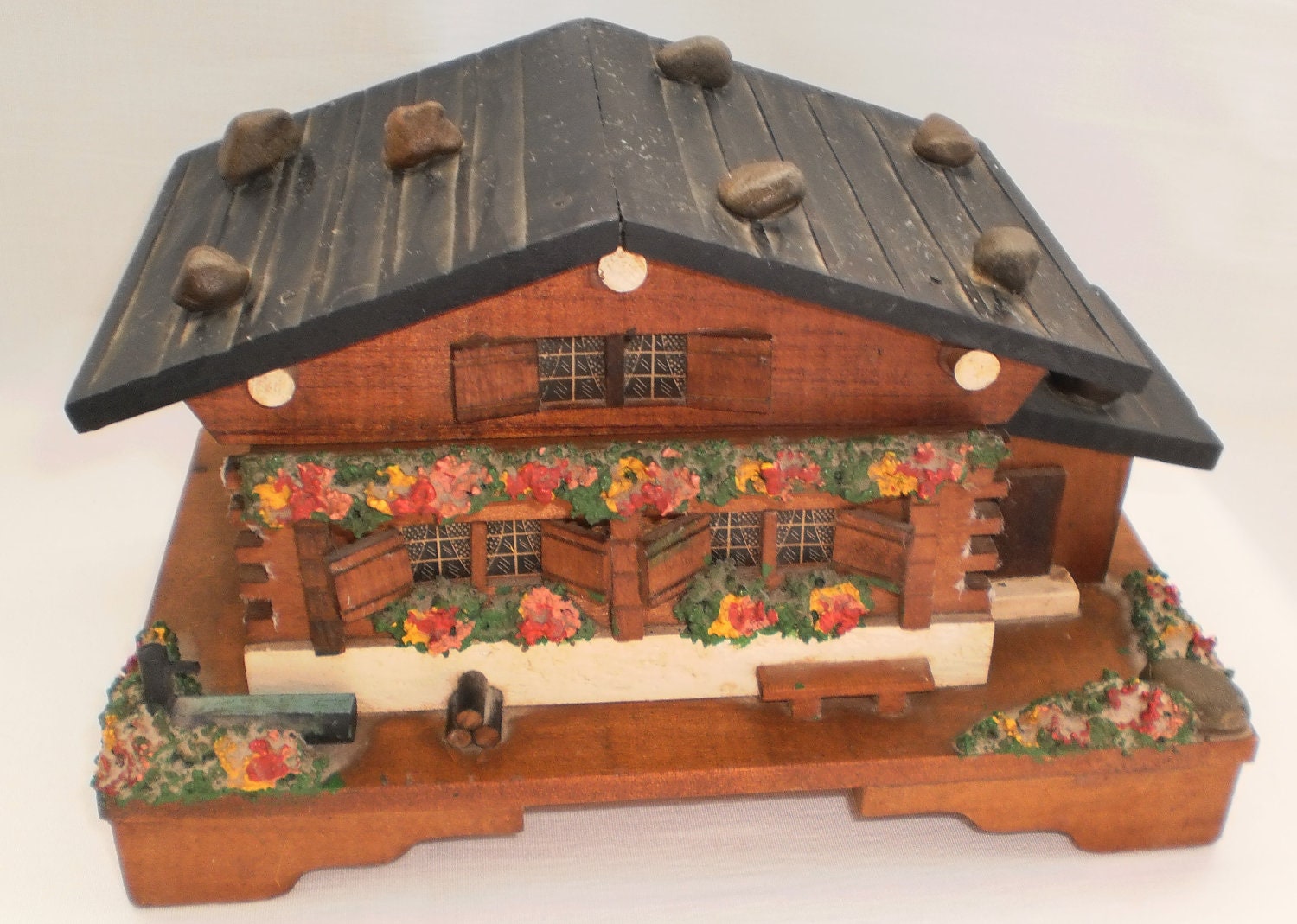 Swiss Chalet Jewelry Box Vintage Musical