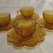 Vintage Brockway Glass American Concord Amber Cup and Saucer & Iced Tea Glasses - Set of 8