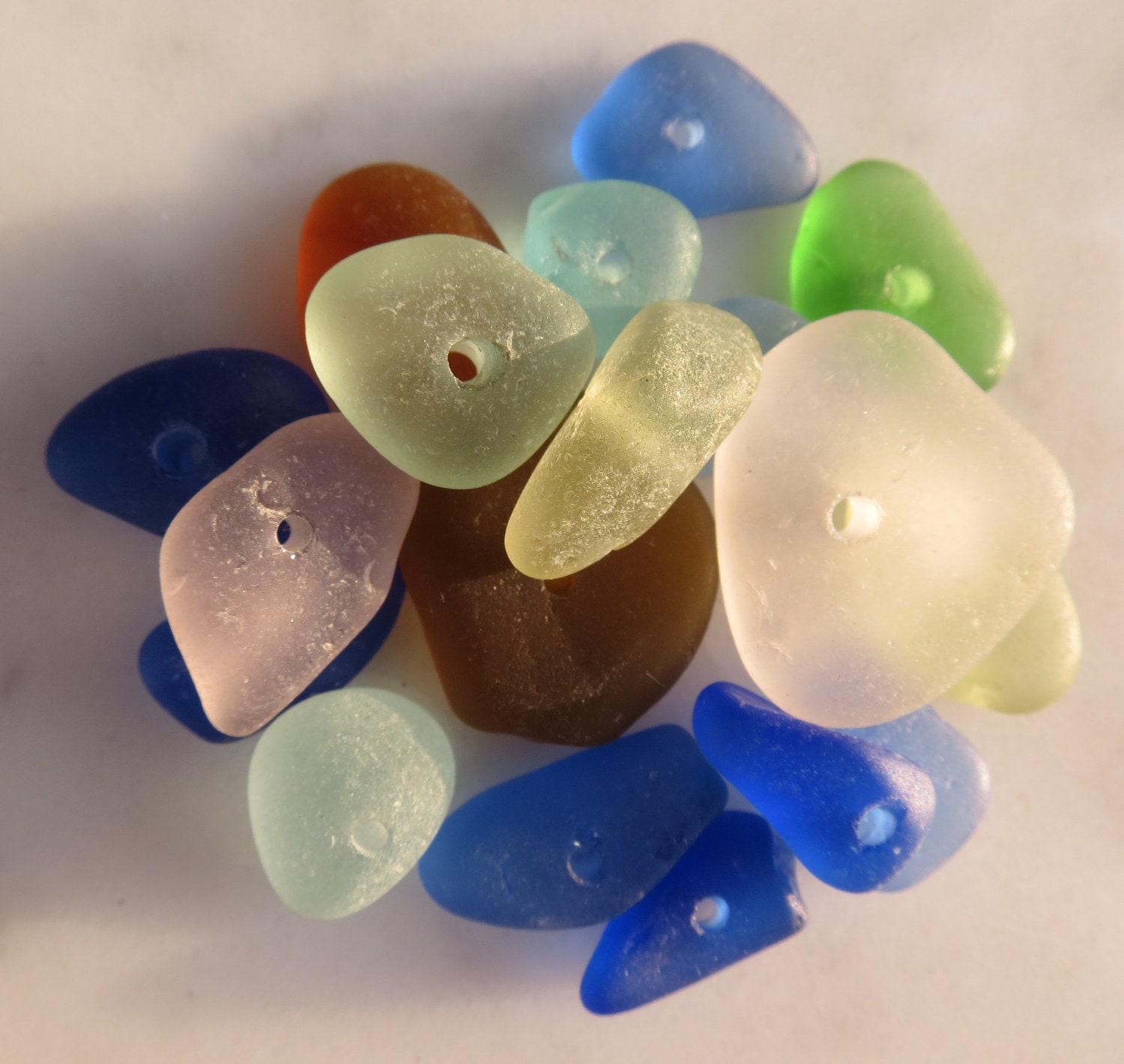 Sea Glass Center Drilled Rare Color Pale Yellow Beach Glass