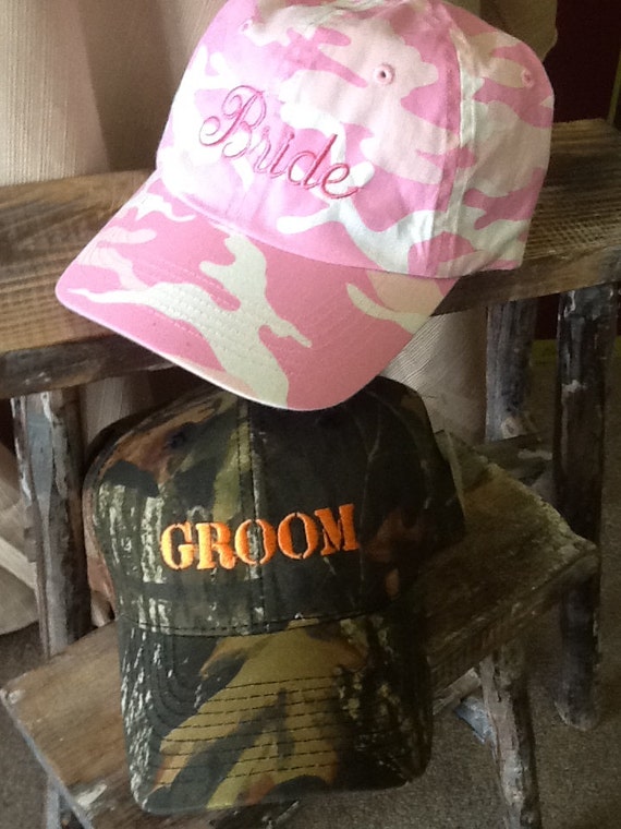 Items similar to Bride & Groom Caps Camo on Etsy