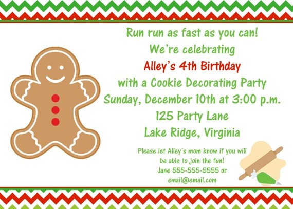 Printable Christmas Cookie Decorating Party Invitation Il_570xn