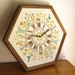 Vintage Floral Embroidered Clock, Large Embroidery Clock, Oak Frame, Floral Clock