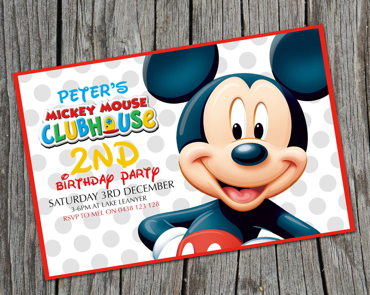 Kids Birthday Invitation Mickey Mouse by theprintablecafe ...