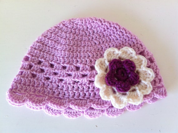 Items similar to Crochet baby granny beanie with decorative shell ...