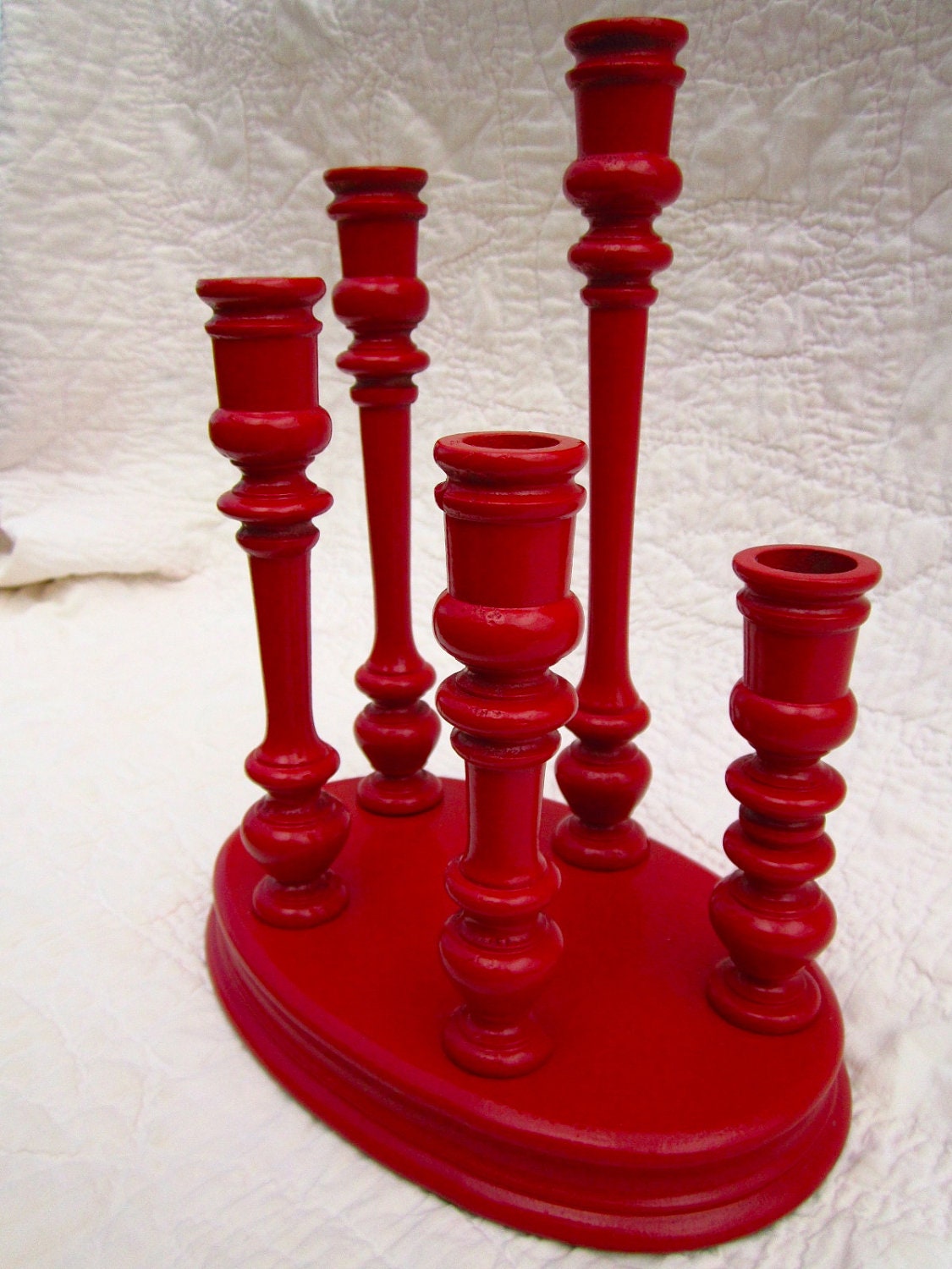 Cherry Red Tiered Candle Sticks for Advent or by SisterPennyJane