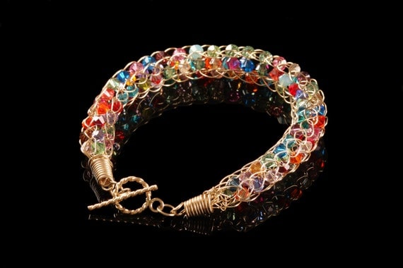 Colorful Snake Bracelet Swarovski crystals by StavHoffmanJewelry